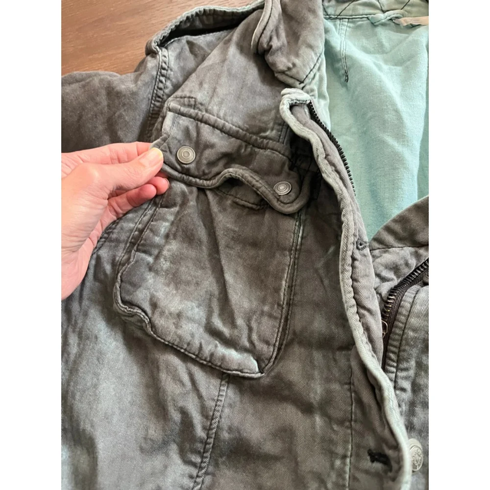 Free People double cloth jacket military drawstring M